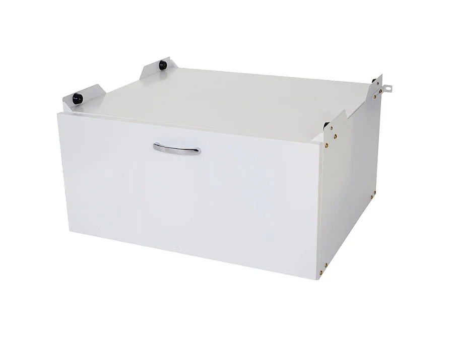 Meuble sous machine à laver HWC-E50, estrade, piédestal, châssis, tiroir 33x61x62cm blanc