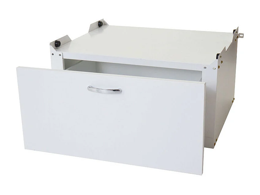 Meuble sous machine à laver HWC-E50, estrade, piédestal, châssis, tiroir 33x61x62cm blanc