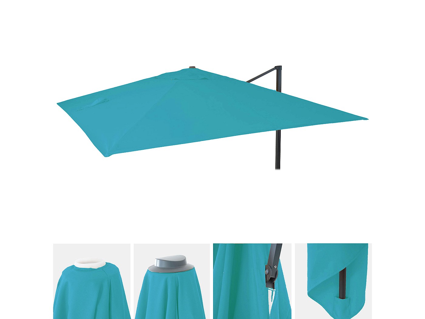 Mendler Telo Copertura Per Ombrelloni Quadrati Decentrati - 335x335 Cm, Rosso, Idrorepellente E Anti-UV In Poliestere 220g/m²