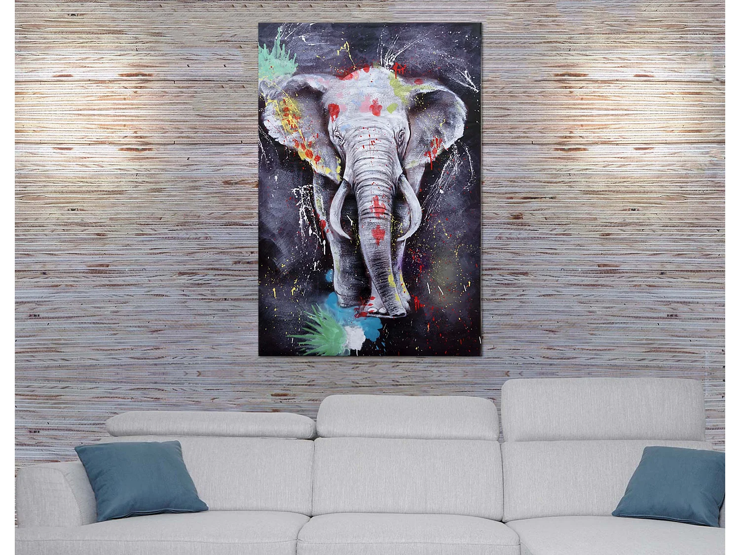 Peinture à l'huile éléfant HWC-H25, peinture sur toile XL, peinte à la main - 150x100cm