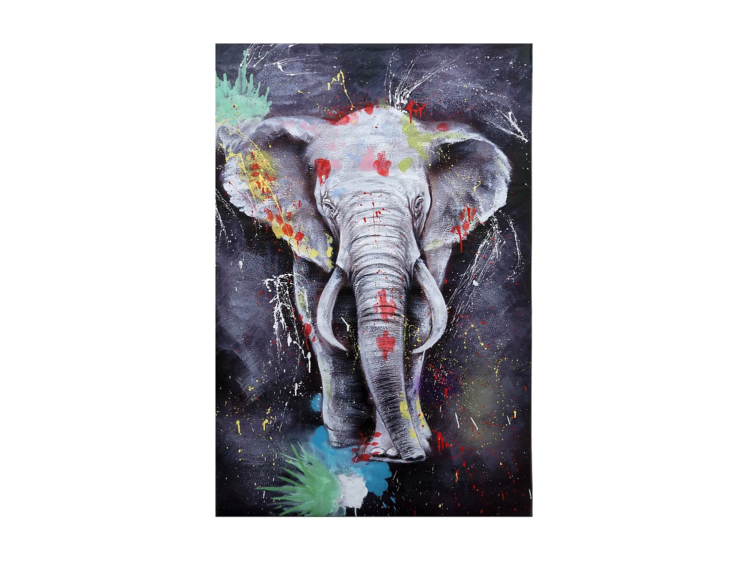 Peinture à l'huile éléfant HWC-H25, peinture sur toile XL, peinte à la main - 150x100cm