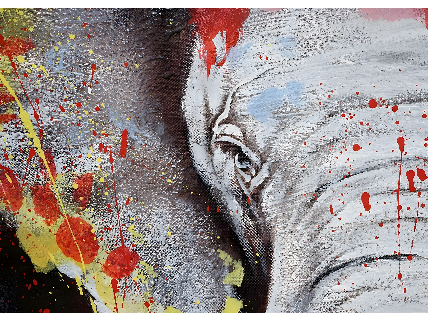 Peinture à l'huile éléfant HWC-H25, peinture sur toile XL, peinte à la main - 150x100cm