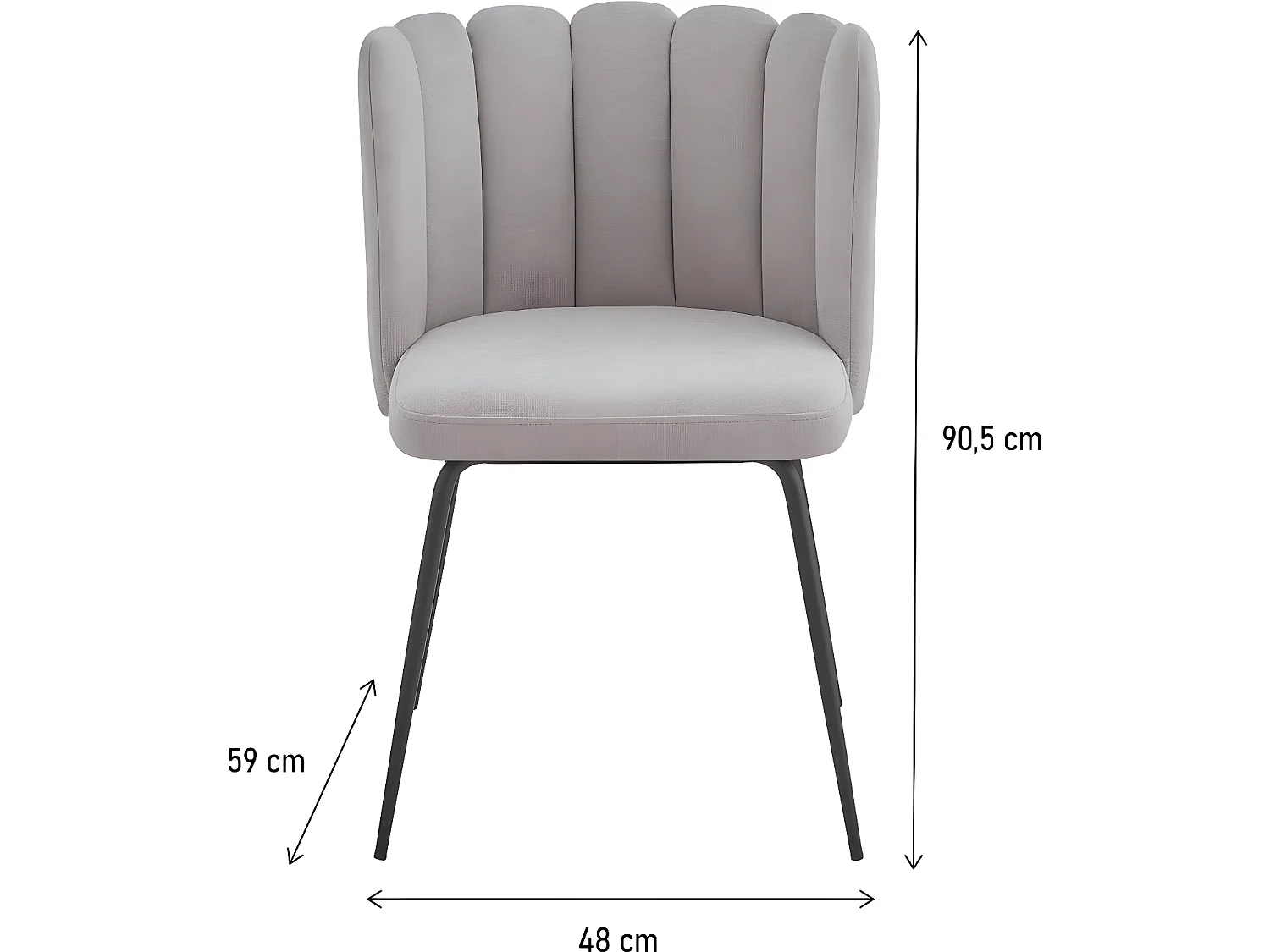 Silla de tela con flores "Anja" - Gris