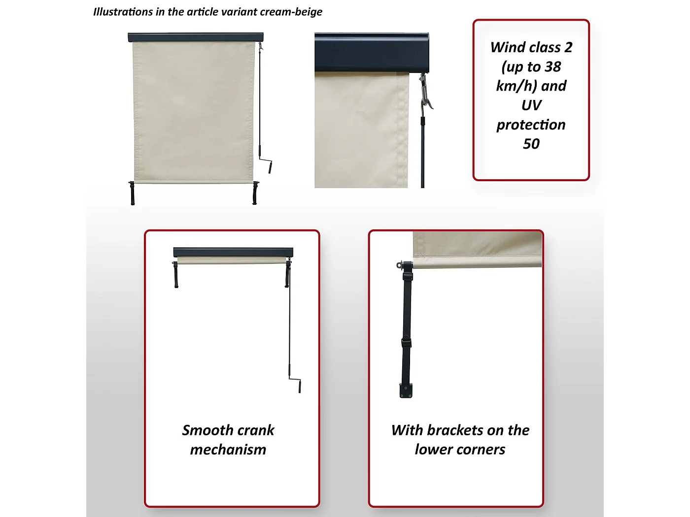 Store vertical MCW-F42,  250x180 cm, crème-beige