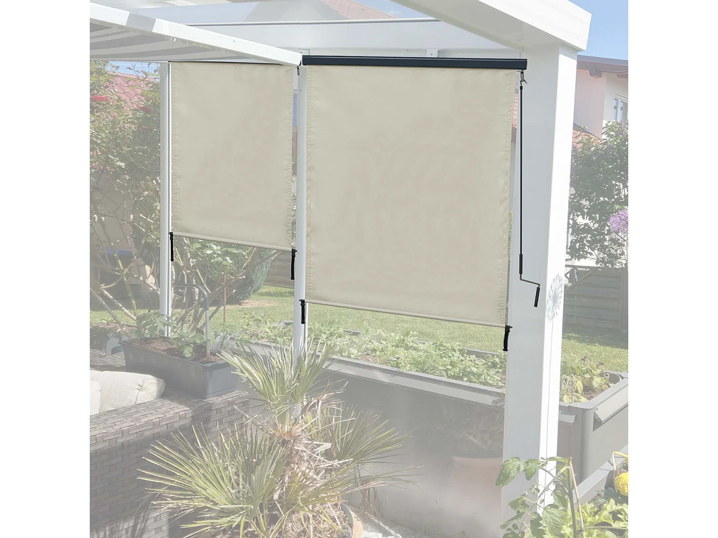 Verticale zonwering MCW-F42,  250x140cm, crème-beige