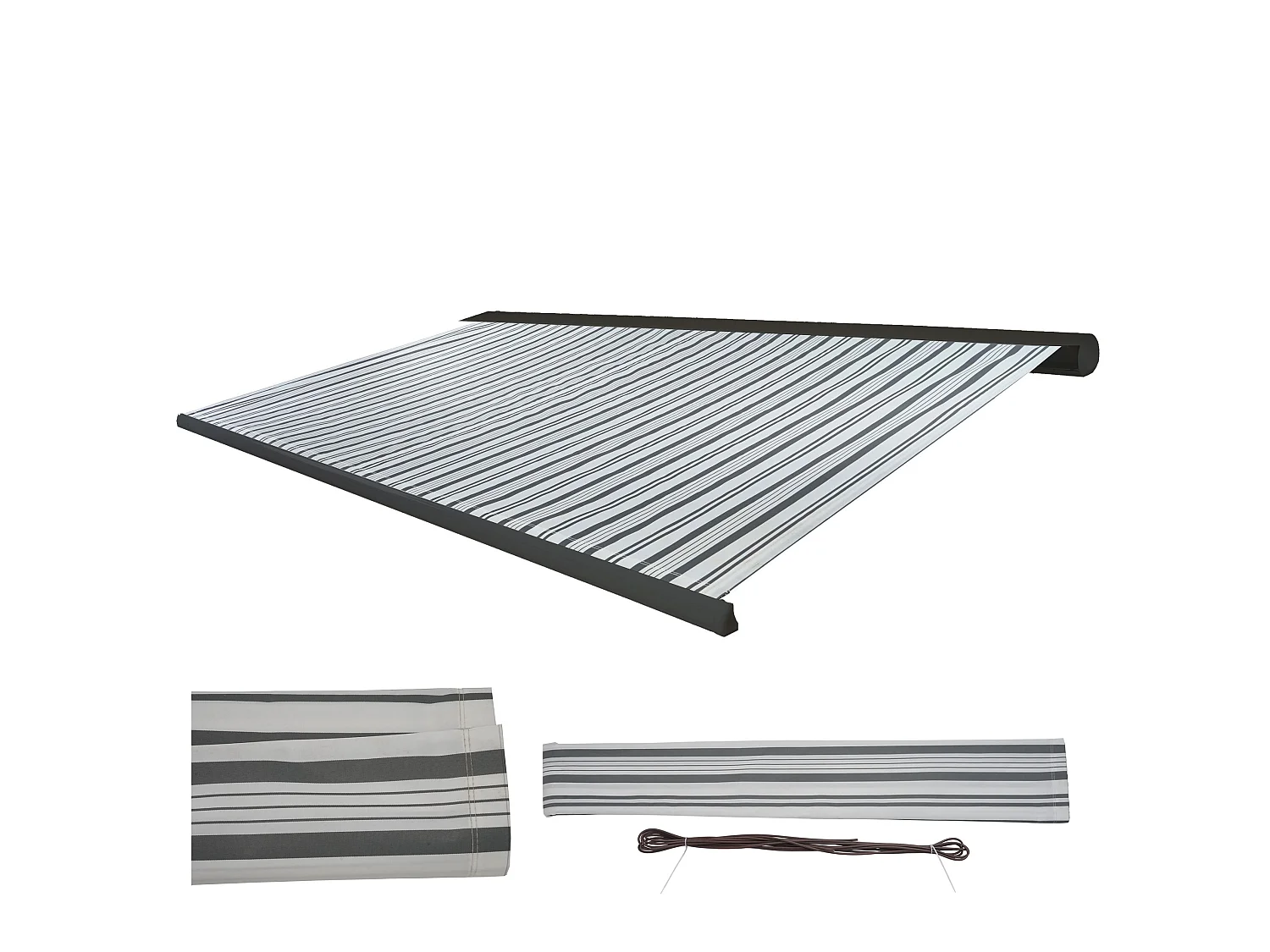 Ersatz-Bezug für Markise H122, Polyester grau-weiß