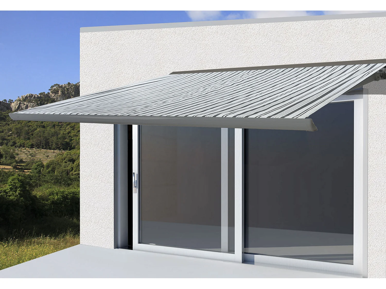 Ersatz-Bezug für Markise H122, Polyester grau-weiß