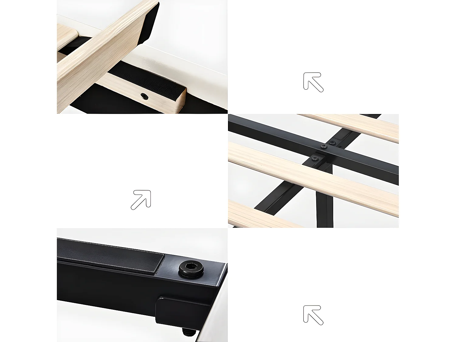 Gestoffeerd linnen bed - 140x200cm - met LED verlichting en USB oplaadpoorten - Beige