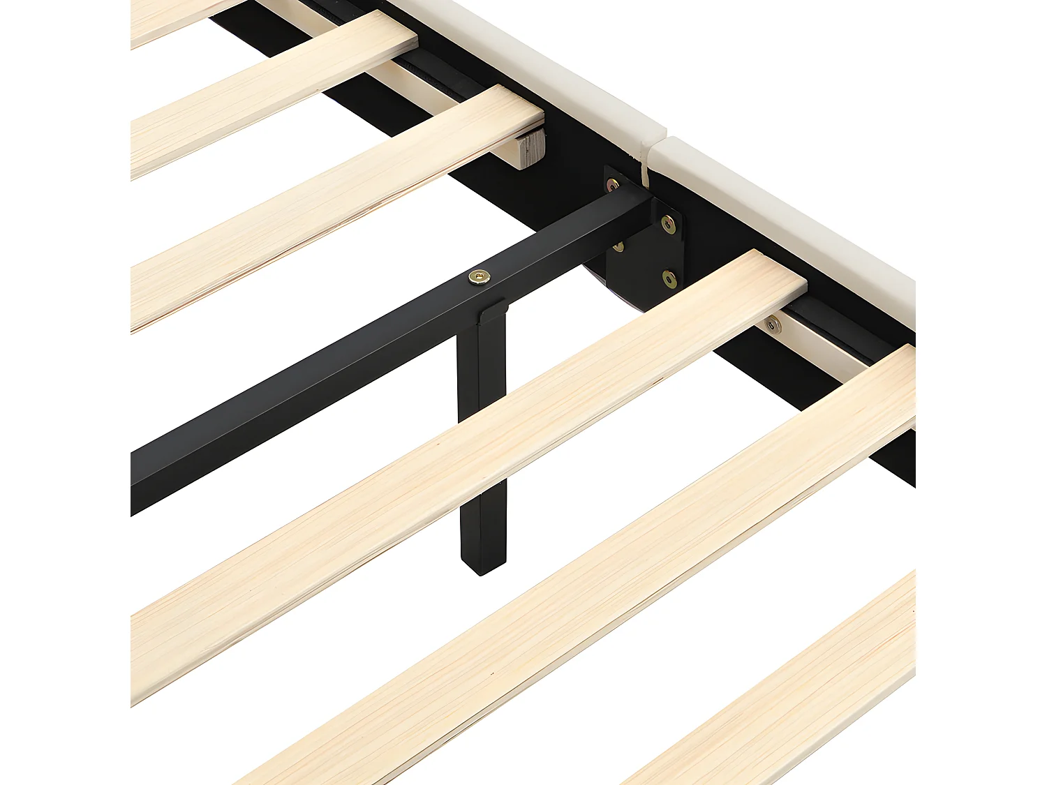 Lit double rembourré en lin - 140x200cm - lit flottant avec éclairage LED et Ports de charge USB - Beige