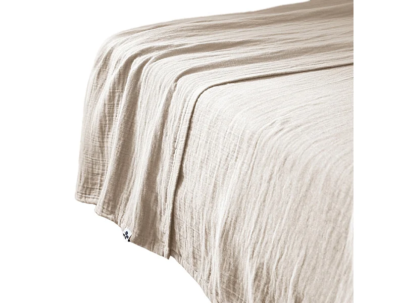 Drap plat 240 x 300 cm en double gaze de coton écru - PEPA