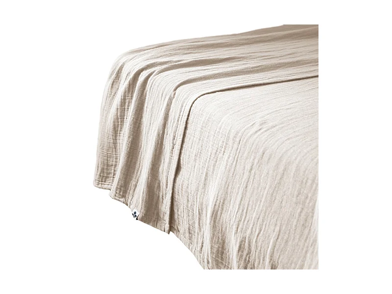 Drap plat 240 x 300 cm en double gaze de coton écru - PEPA