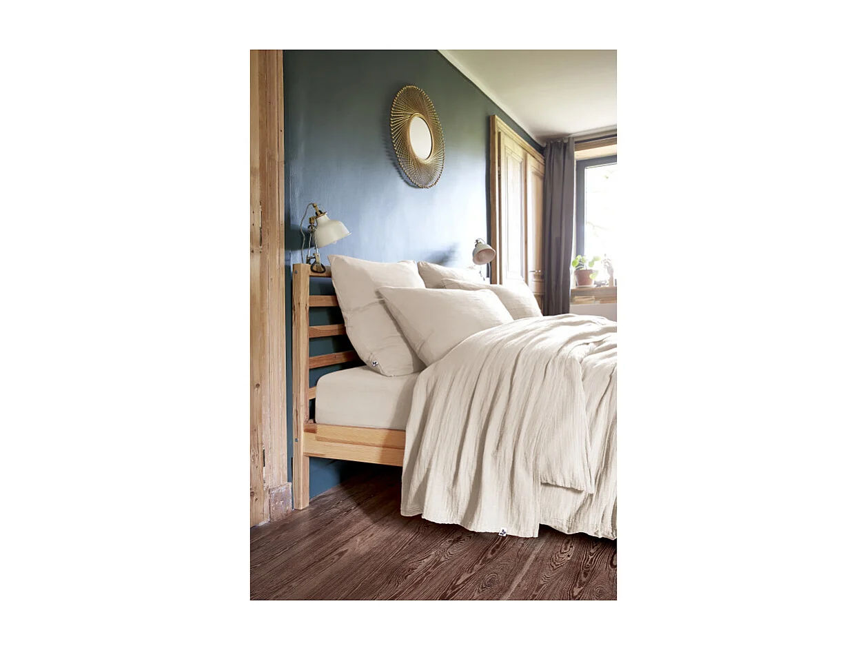 Drap plat 240 x 300 cm en double gaze de coton écru - PEPA
