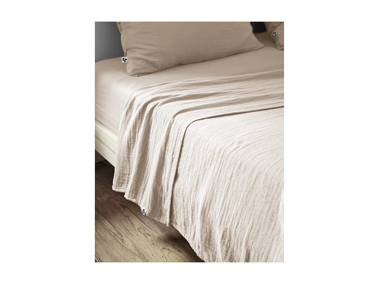 Drap plat 240 x 300 cm en double gaze de coton écru - PEPA