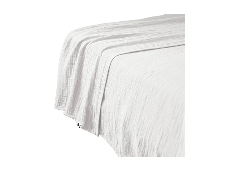 Drap plat 240 x 300 cm en double gaze de coton blanc - PEPA