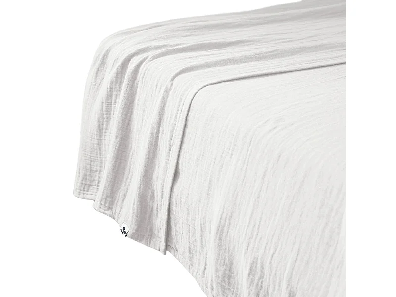Drap plat 240 x 300 cm en double gaze de coton blanc - PEPA