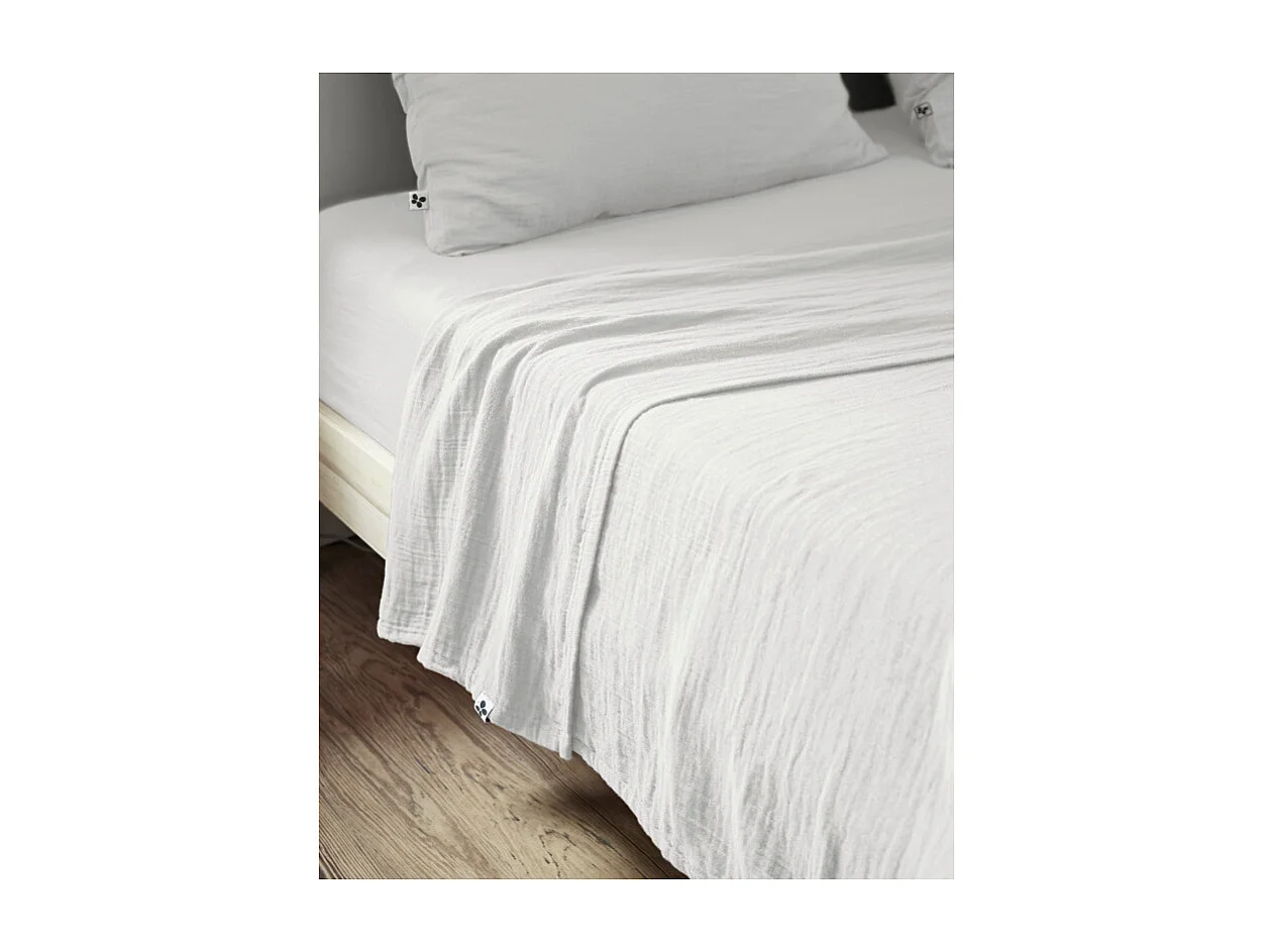 Drap plat 240 x 300 cm en double gaze de coton blanc - PEPA
