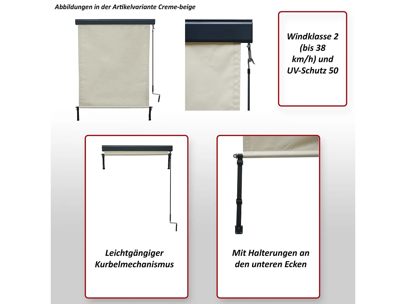 Vertikalmarkise MCW-F42, 250x100cm, creme-beige