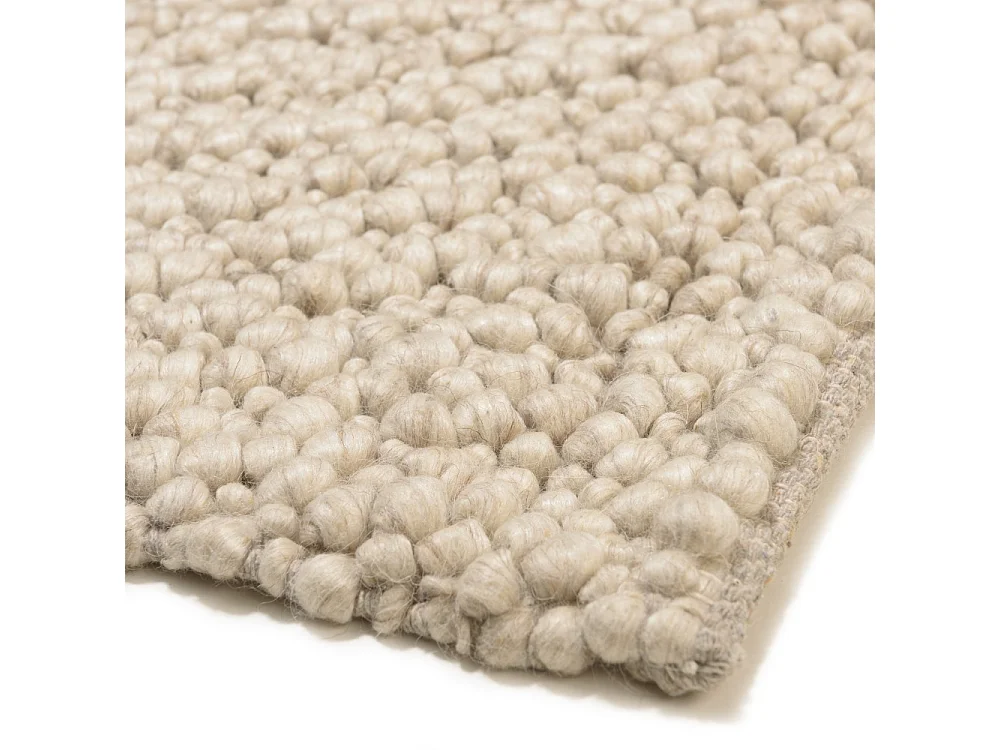QUENTIN - Tapis rectangulaire 200x290cm en laine bouclée couleur beige