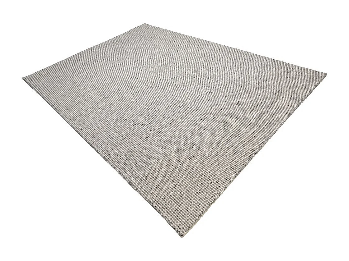 QUENTIN - Tapis rect 160x230cm en laine tissée couleur blanc/gris