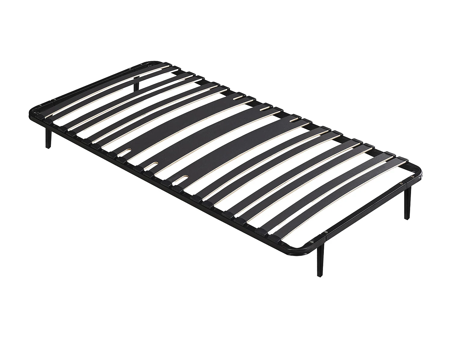 Gestell Lattenrost 90 x 190 cm - 15 Latten - 3 Zonen für verstärkten Halt im Lendenbereich - Mit Füßen - Schwarz - CERRISI von YSMÉE