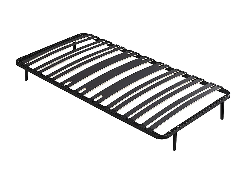 Somier de láminas para montar 90 x 190 cm - 15 láminas - 3 zonas de soporte lumbar reforzado - Con patas - Negro - CERRISI de YSMÉE