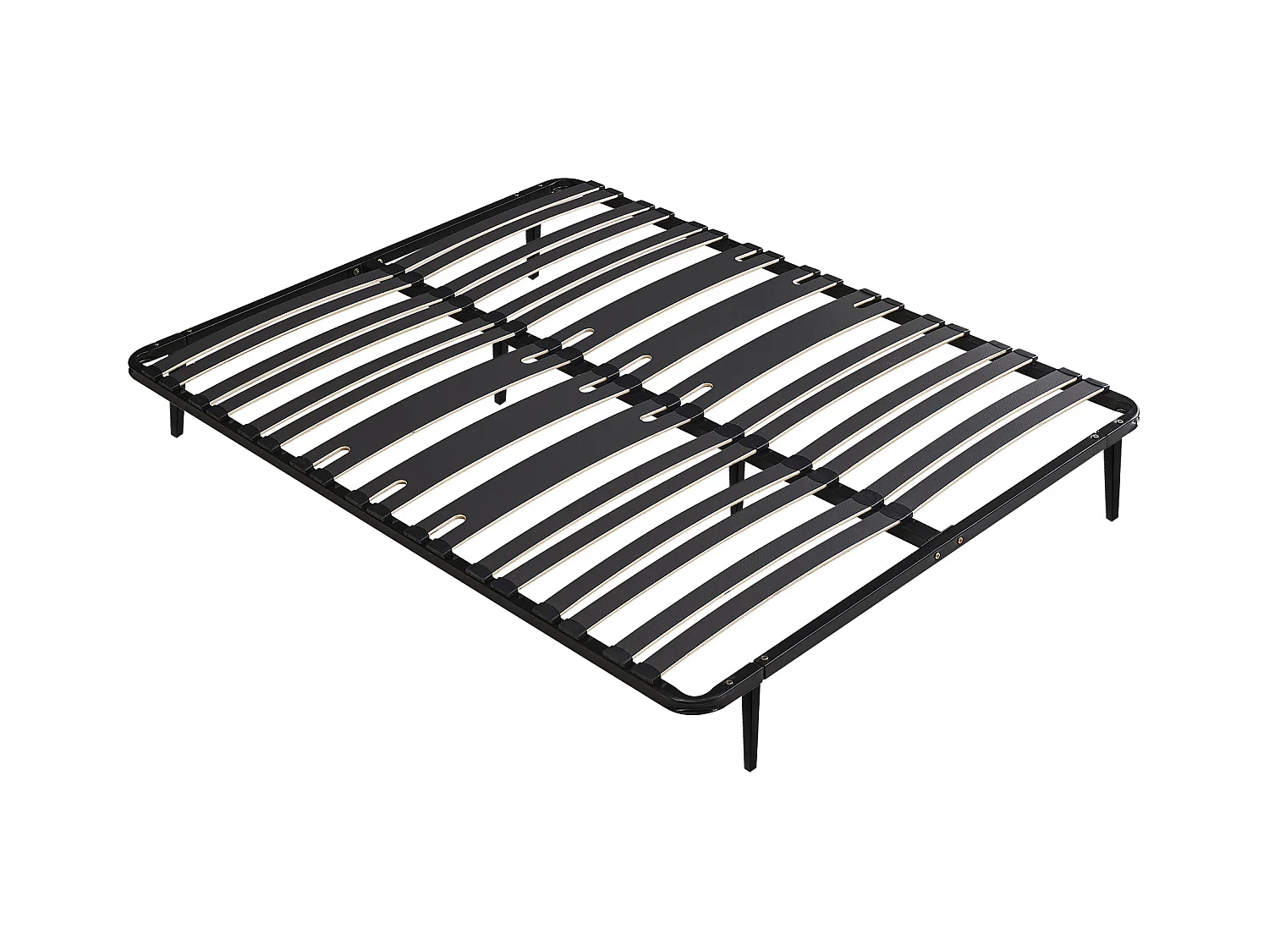 Sommier cadre à lattes 140 x 190 cm - 2 x 15 lattes - 3 zones soutien lombaire renforcé - Avec pied - Noir - CERRISI de YSMÉE