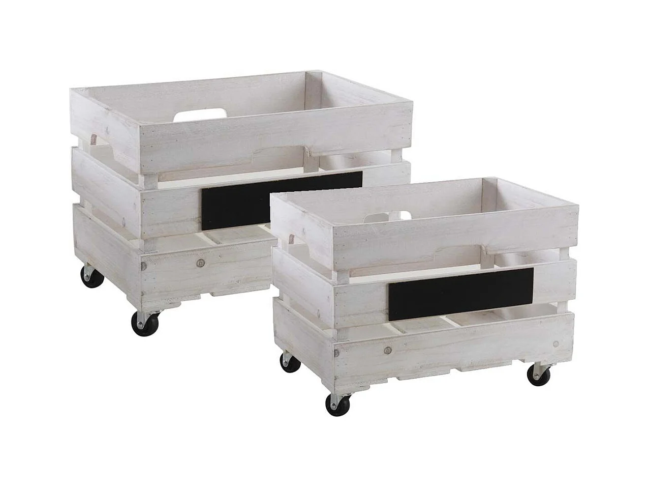 Caisses de rangement en bois blanchi (Lot de 2)