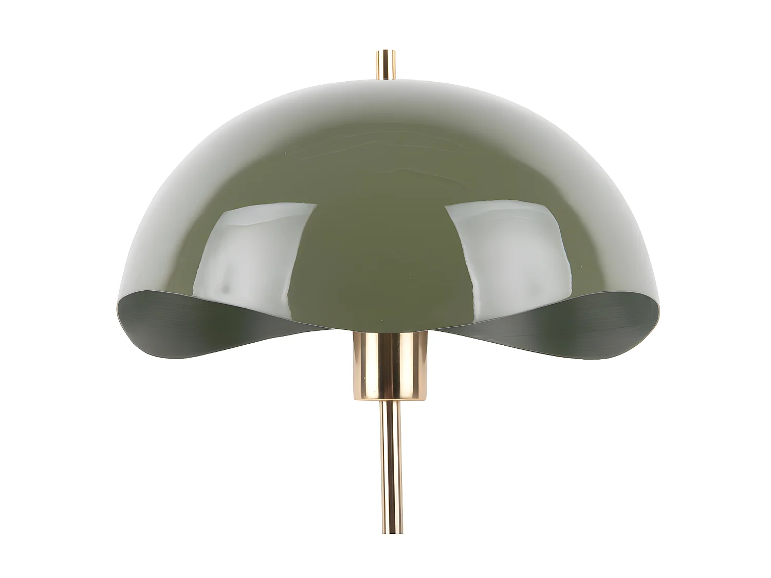Waved Dome - Lampe à poser en métal et marbre - Vert kaki