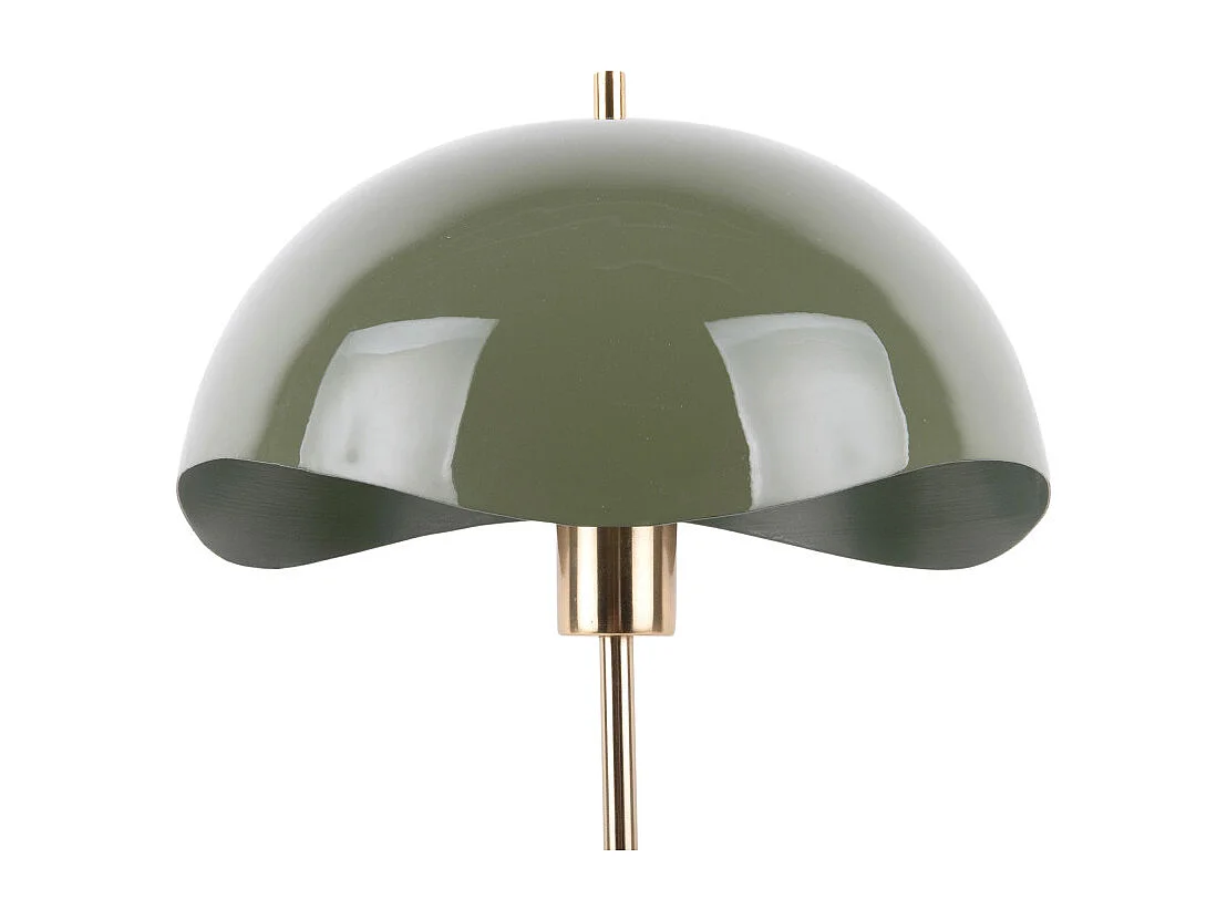 Waved Dome - Lampe à poser en métal et marbre - Vert kaki