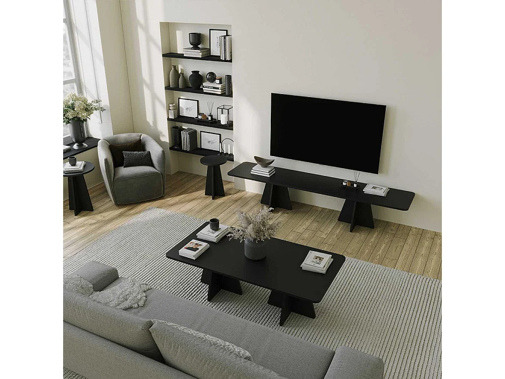 Meuble TV moderne Ralio L180cm Noir