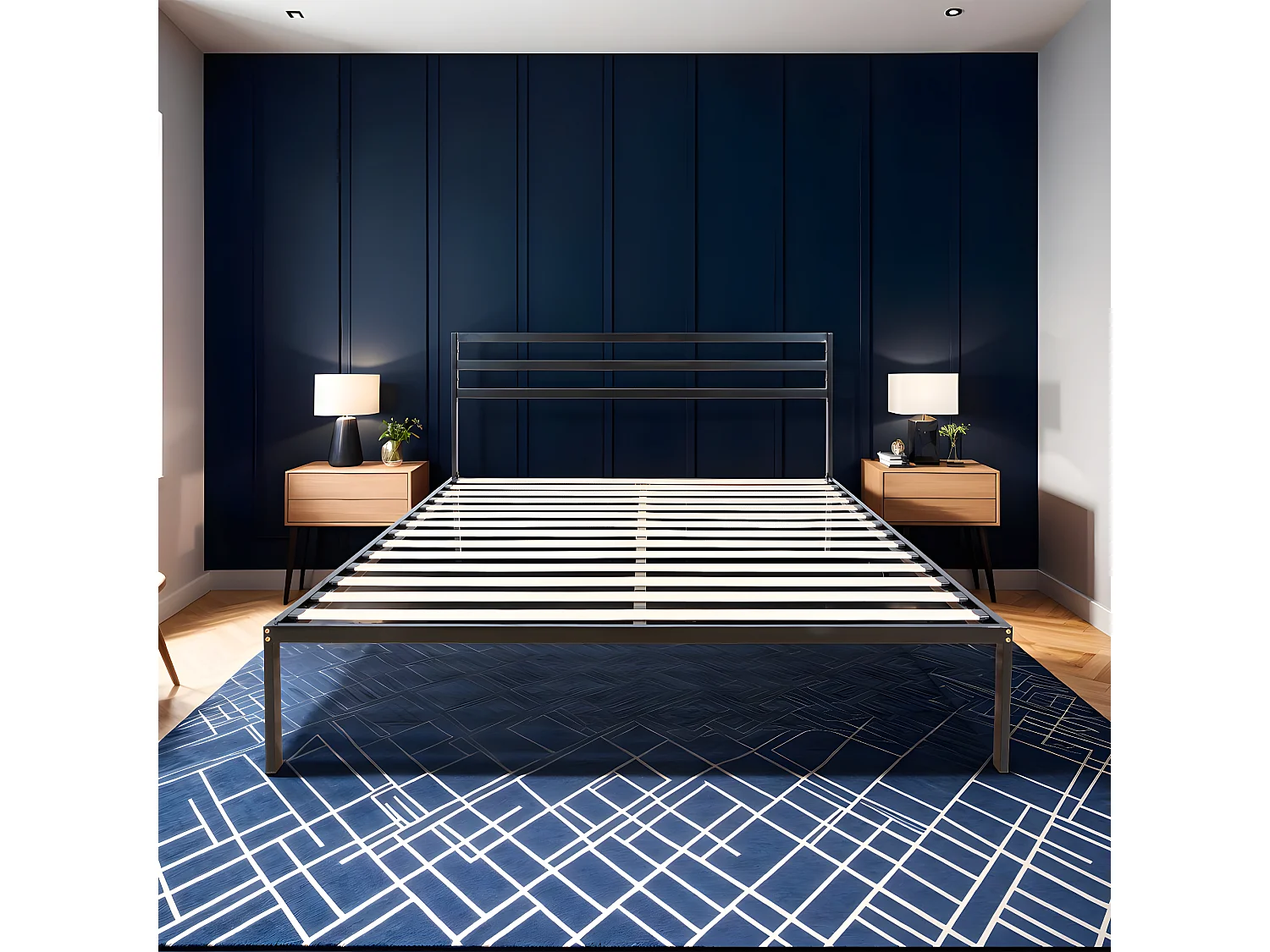 OLYMPE LITERIE | Sommier en métal avec tête de lit QUIETUDE 160x200 cm | Livré en kit