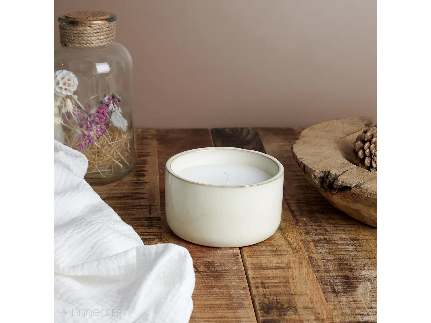 Bougie parfumée 2% pot en céramique blanc TERRA senteur bois gingembre