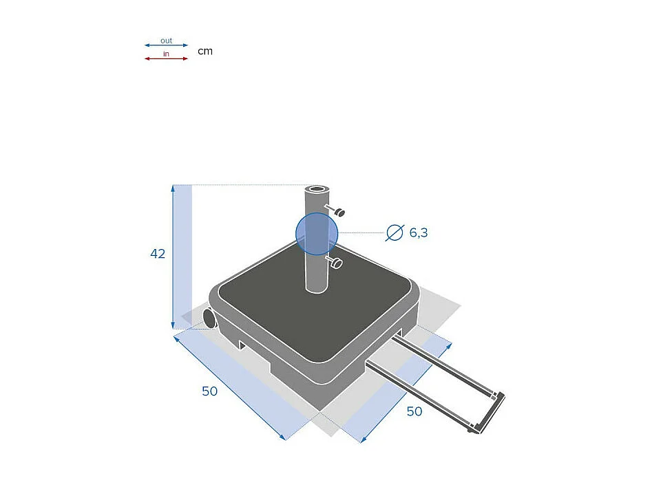 Pied de parasol valise à roulettes Lostano 40kg Hespéride