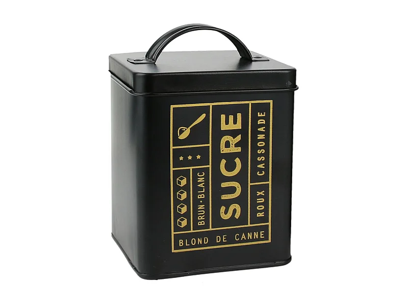 Boite de rangement 15L en métal motif sucre collection BLACK MAT noire
