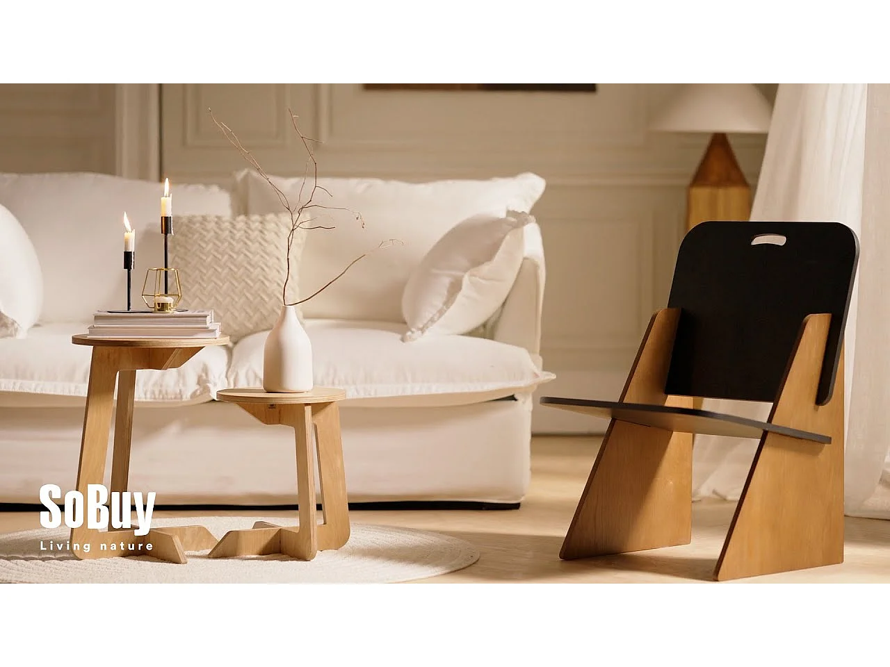 SoBuy Ronde houten bijzettafel Ronde salontafel Nachtkastje Nachtkastje Bruine bankuiteinden H55 x Ø46,5 cm Structuur gemonteerd in pennen en gaten, HFBT01-BR