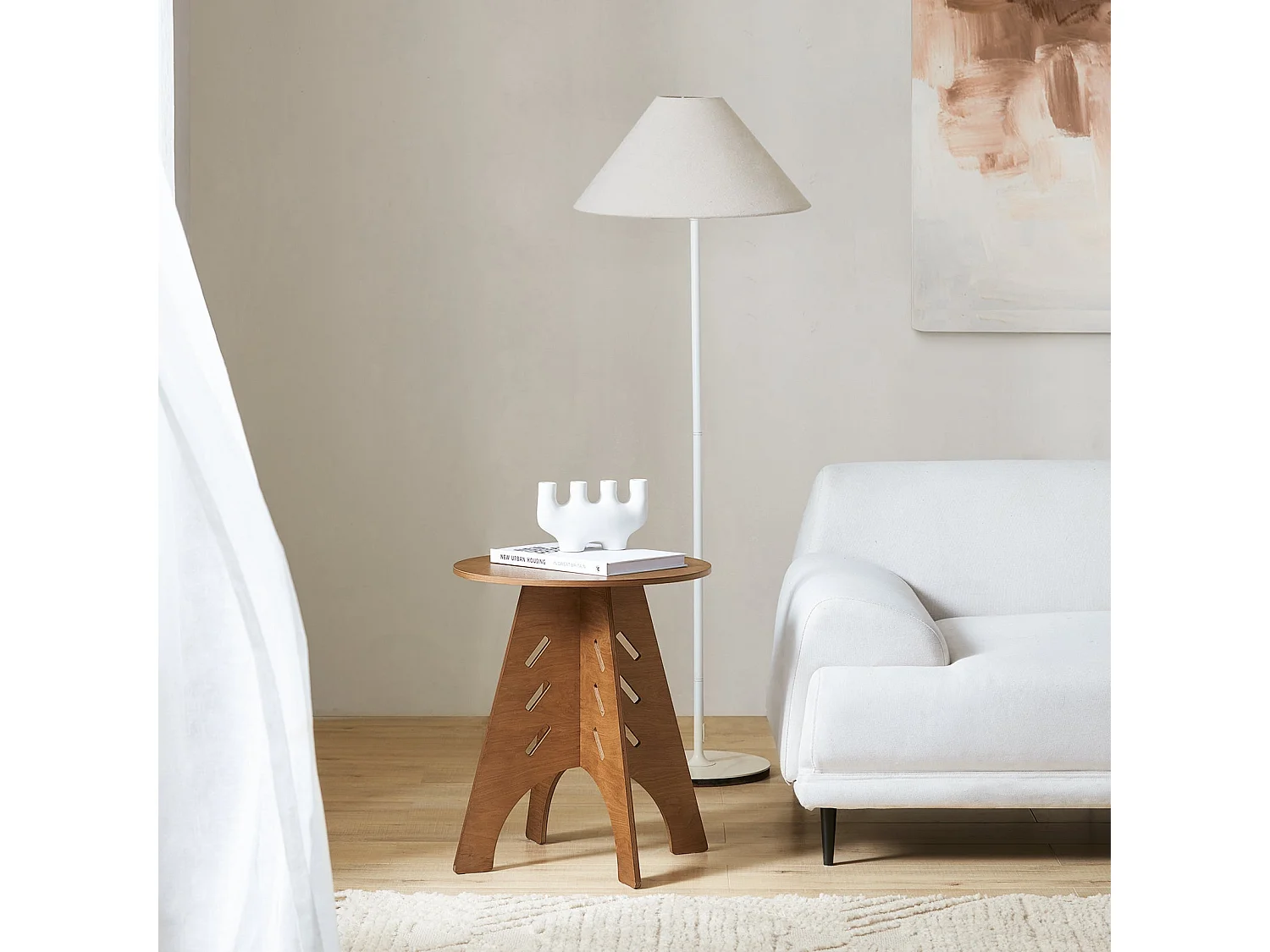 SoBuy brun soffbord med koniska anslutningar 46.5x46.5x54.5cm, industriell HFBT01-BR