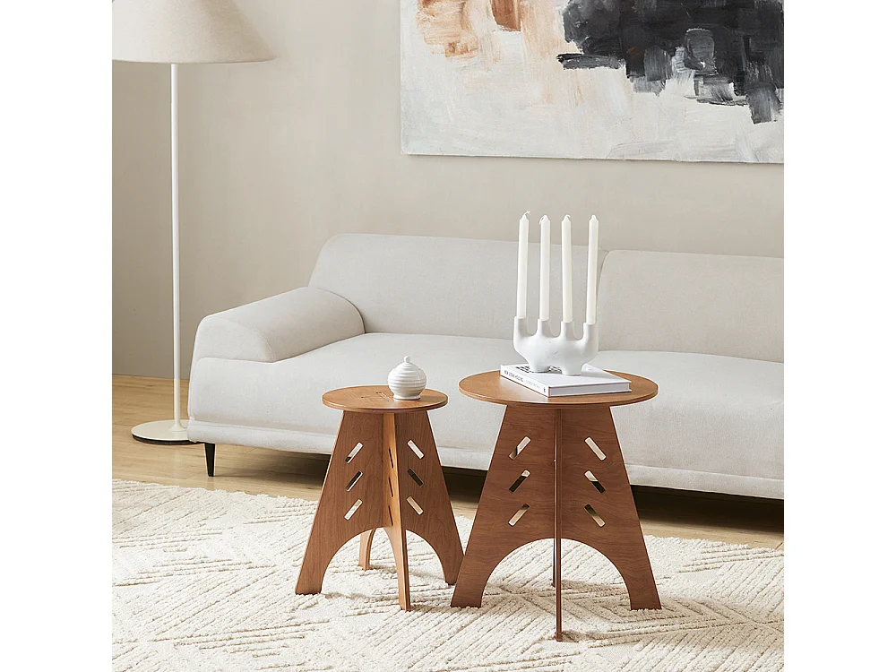 SoBuy brun soffbord med koniska anslutningar 46.5x46.5x54.5cm, industriell HFBT01-BR