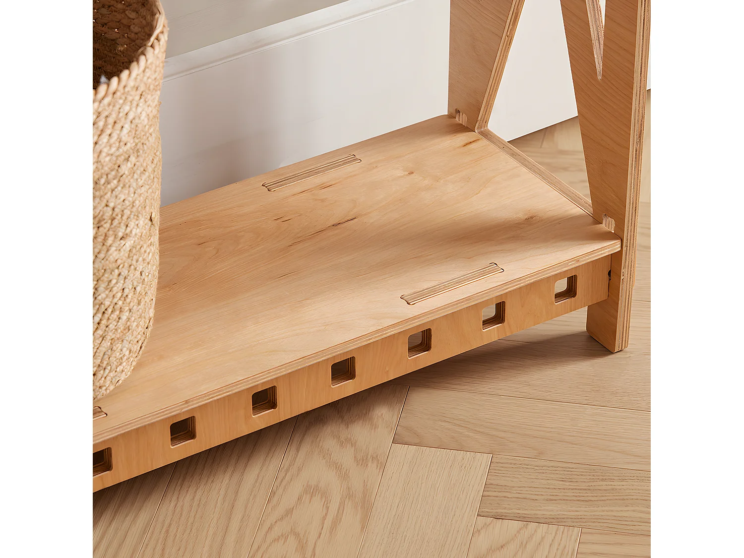 SoBuy Houten consoletafel, design entreeconsole, bankuiteinden, decoratieve tafel voor woonkamer, hal, slaapkamer, 80 x 30 x 87,5 cm, pen- en gatstructuur, HFSB01-N