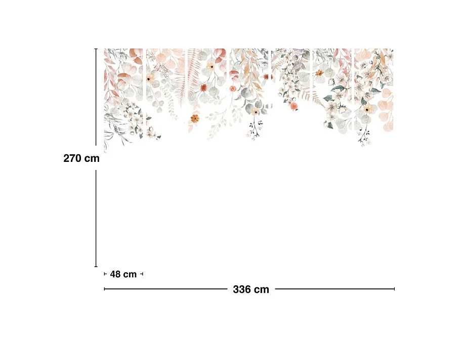Papier peint panoramique - Flowers in Rain - Multicolore - intissé : 150g/m² - 7 lés : 336x270cm