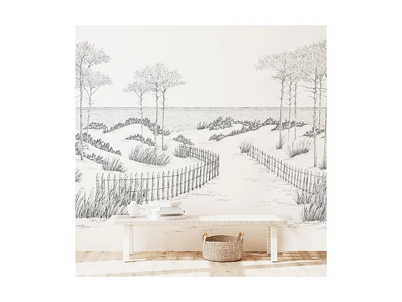 Papier peint panoramique - Les Landes - Noir - intissé : 150g/m² - 7 lés : 336x270cm