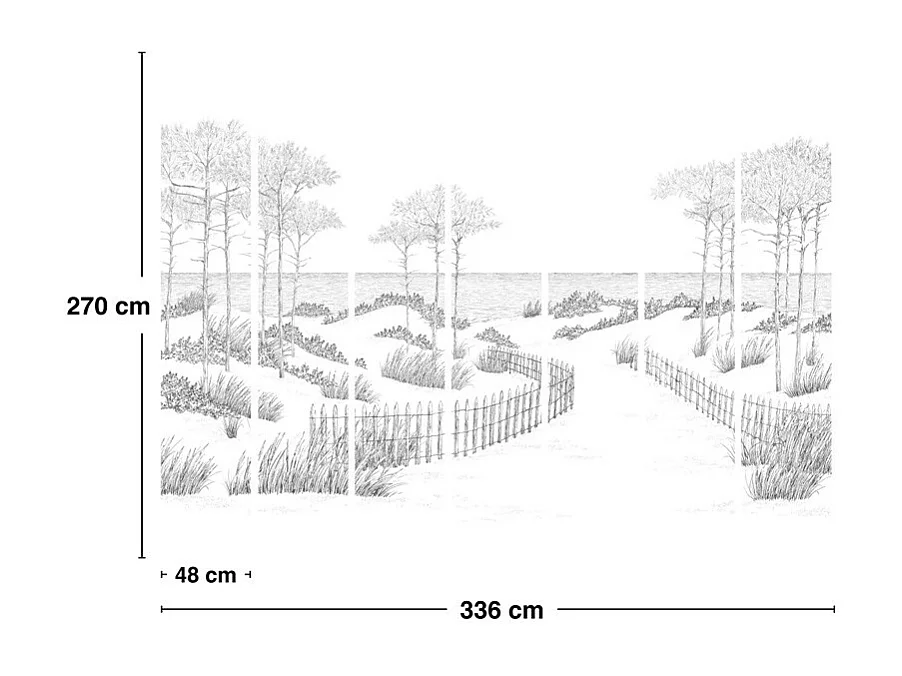 Papier peint panoramique - Les Landes - Noir - intissé : 150g/m² - 7 lés : 336x270cm