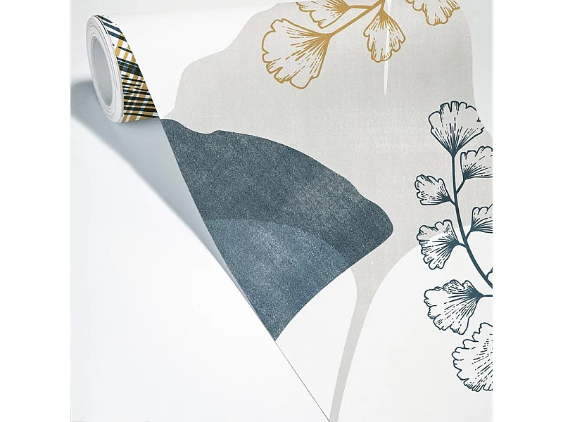Papier peint panoramique - Gingko - Multicolore - intissé : 150g/m² - 5 lés : 240x270cm
