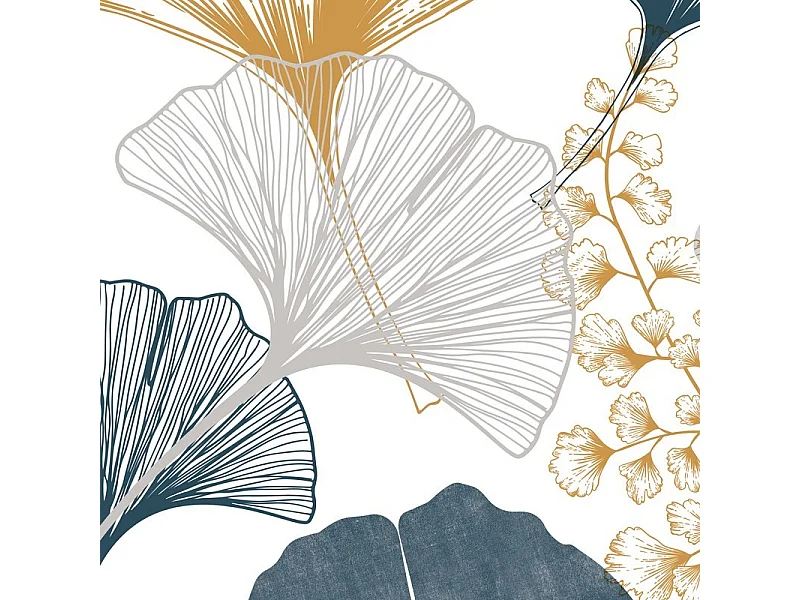 Papier peint panoramique - Gingko - Multicolore - intissé : 150g/m² - 5 lés : 240x270cm