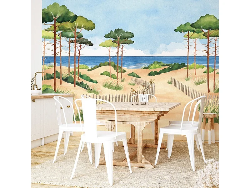 Papier peint panoramique - Les Landes - Multicolore - intissé : 150g/m² - 7 lés : 336x270cm