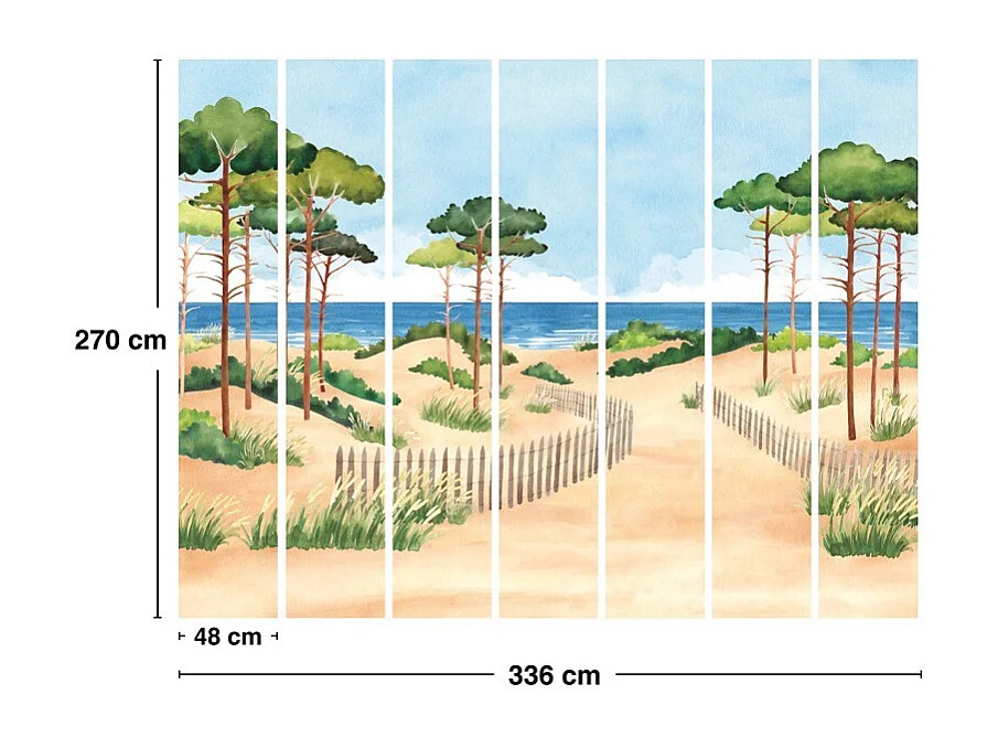 Papier peint panoramique - Les Landes - Multicolore - intissé : 150g/m² - 7 lés : 336x270cm