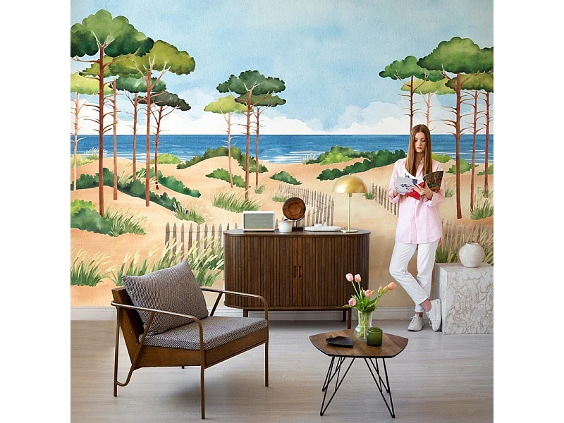 Papier peint panoramique - Les Landes - Multicolore - intissé : 150g/m² - 7 lés : 336x270cm