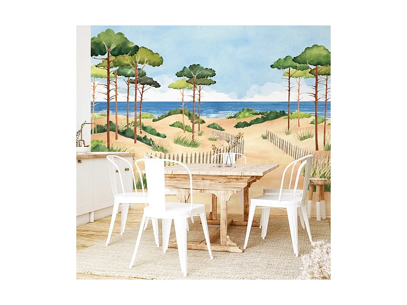Papier peint panoramique - Les Landes - Multicolore - intissé : 150g/m² - 7 lés : 336x270cm
