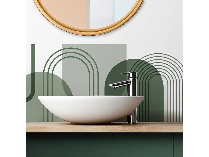 Crédence pour salle de bain en PVC design vert 140x30 cm (en 2 bandeaux)