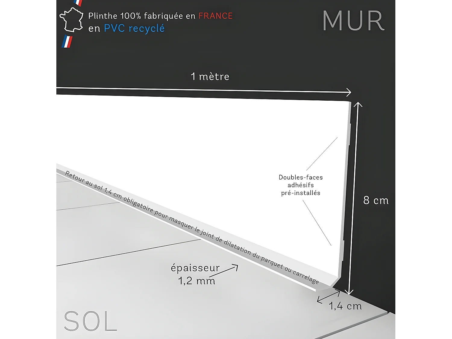 Plinthe PVC lot de 25 L200xH. 8cm - Bronze Brossé - PVC