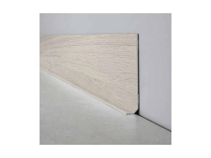 Lot de 10 plinthes PVC adhésives décoratives autocollantes pour sol - 100x8 cm - 10 mètres - Blanc - Chêne Blanchi